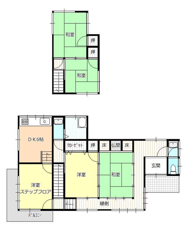 縁側とステップフロア