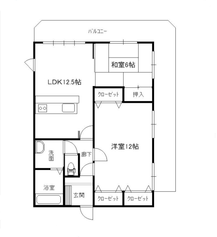 3LDKから2LDKに間取りを変更しました(間取)